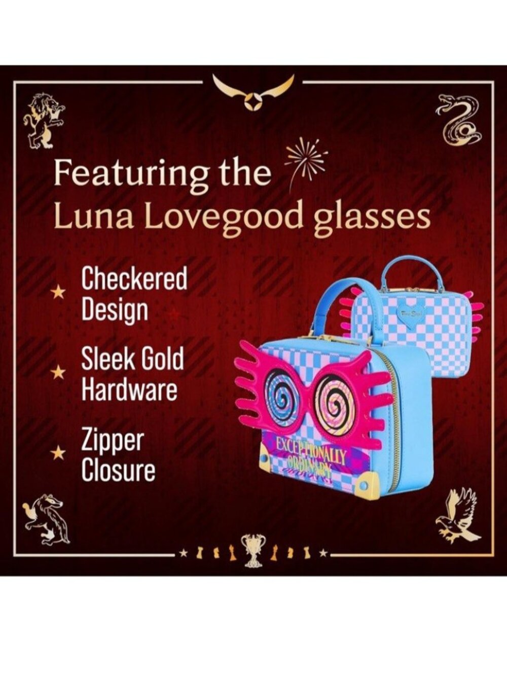 Fred Segal Harry Potter Luna Lovegood Glasses Crossbody Handbag Bag Purse NEW - Picture 3 of 9